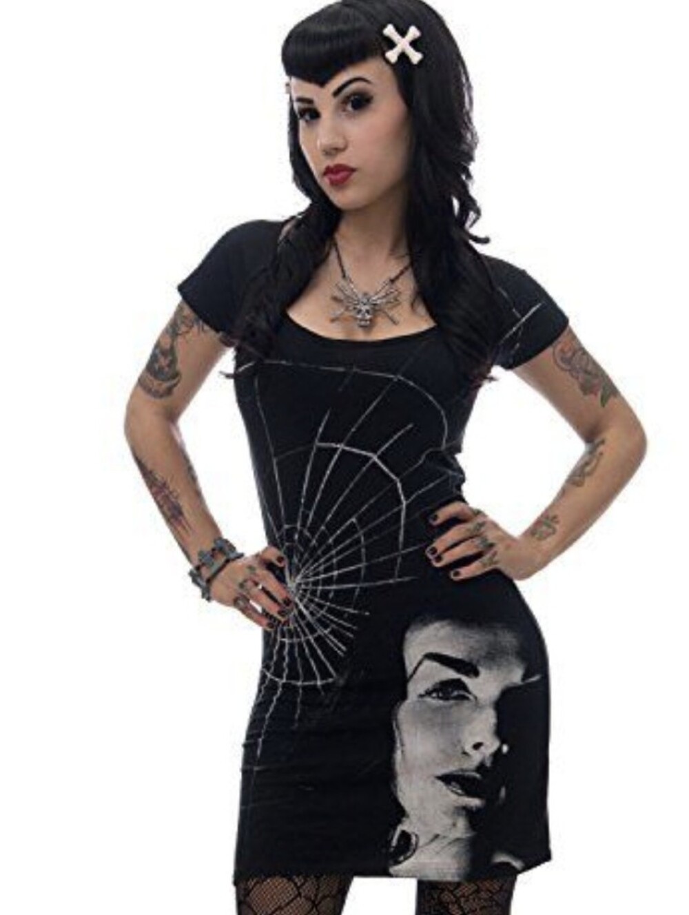 Vampira Shadow Face Tunic Dress Cult Classic Spiderweb Iconic Mailia Nurmi